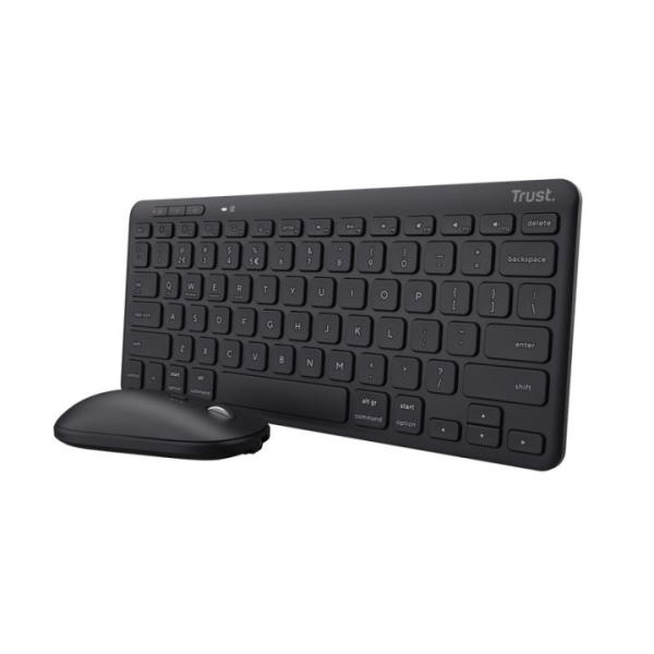 Trust Lyra Pack de Teclado y Mouse Inalambrico Bluetooth - Multidispositivo - Uso Ambidiestro - Color Negro