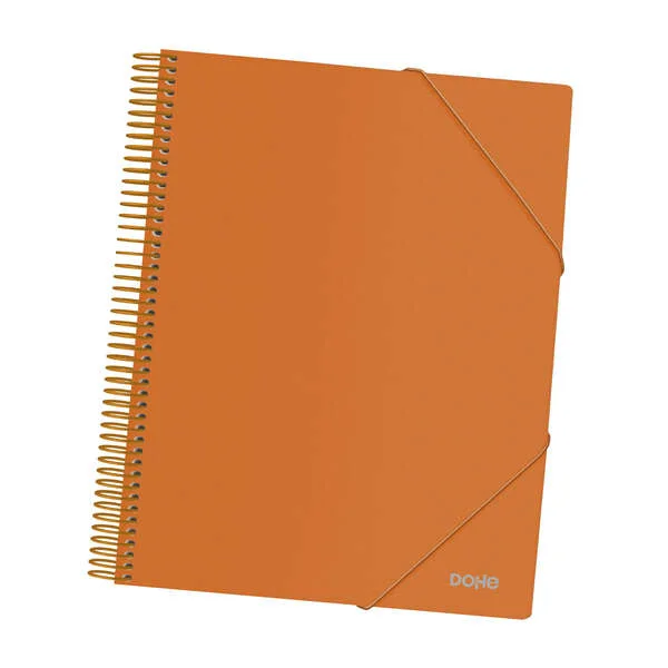 Dohe Carpeta con 40 Fundas Tamaño A4 - Tapa de Polipropileno Opaco de 800 Micras - Fundas Transparentes de 80 Micras - Espiral de Plastico de Color - Gomas Elasticas a Juego