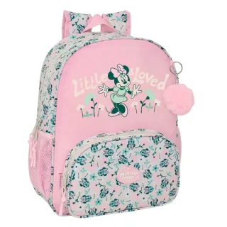 Safta Minnie Mouse Minty Mochila - Adaptable a Carro - Portabotellas - Tirador Doble - Hombreras Acolchadas Ergonomicas - Bolsillo Frontal - Asa de Mano - 15L - 320x120x380mm - Color Rosa Pa
