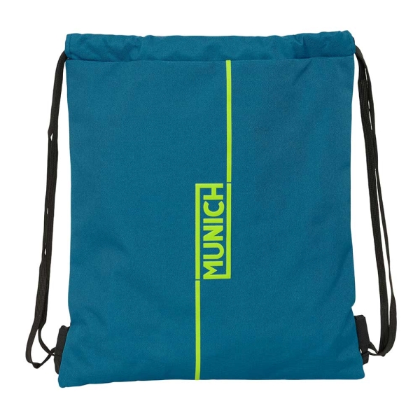 Safta Munich Land Saco Plano - Bolsillo con Cremallera - Cierre con Cordones - 5L - Ligero y Practico - 350x10x400mm - Color Azul Oscuro