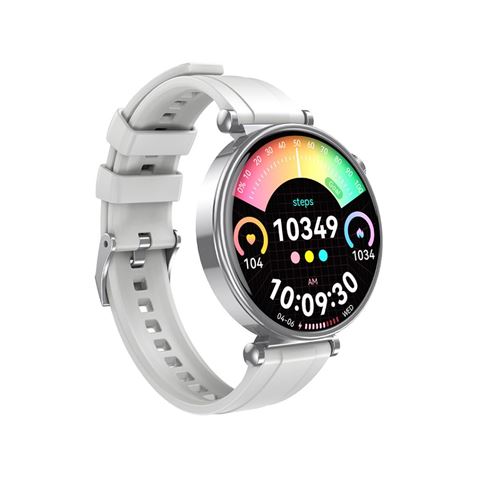 XO GT4 Mini Reloj Inteligente Smartwatch Pantalla Redonda 1.32" AMOLED - Multideporte - Monitoreo del Sueño - Llamadas BT - IP68 - Color Plata