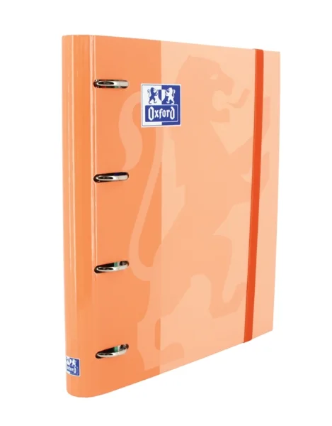 Oxford Europeanbinder Classic A4+ Carpeta de Anillas con Recambio Cuadricula 5x5 - Tapa Extradura - Cierre con Goma Elastica - Color Melocoton