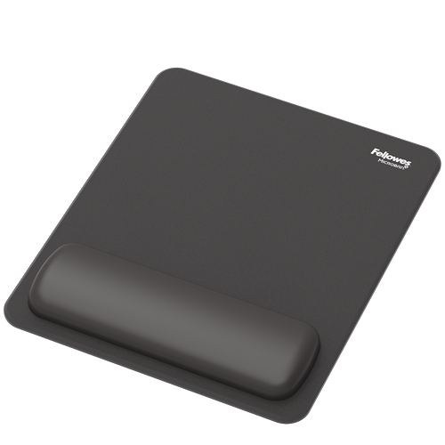 Fellowes Breyta Alfombrilla con Reposamuñecas - Revestimiento Antipolvo - Proteccion Antimicrobiana - Tacto Suave - Fabricado con Material Reciclado - 24x20x1.75cm - Color Negro