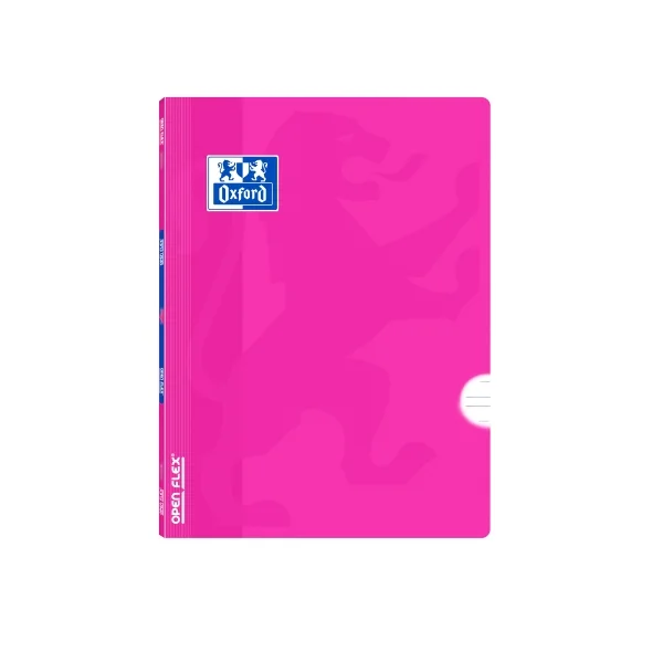 Oxford Libreta Grapada - Formato A5+ - 48 Hojas - Pauta de 3.5mm con Margen - Tapa de Plastico - Anti Traspaso de Tinta - Color Fucsia