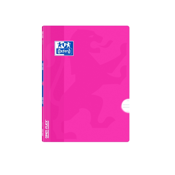 Oxford Libreta Grapada - Formato A5+ - 48 Hojas - Pauta de 3.5mm con Margen - Tapa de Plastico - Anti Traspaso de Tinta - Color Fucsia