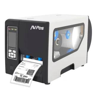 AVPos E1 Impresora Termica Etiquetas Industrial - Velocidad 203mm/s - Resolucion 300 DPI - USB, Serie y LAN - Color Blanco-Negro