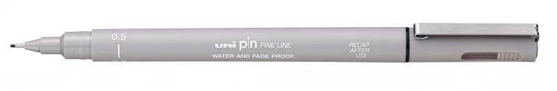 Uni-ball PIN05-200 Rotulador Calibrado - Punta Poliacetal 0.5mm - Tinta Pigmentada Resistente al Agua y Luz - Color Gris Claro · Pack de 12 uds.