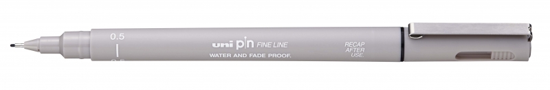 Uni-ball PIN05-200 Rotulador Calibrado - Punta Poliacetal 0.5mm - Tinta Pigmentada Resistente al Agua y Luz - Color Gris Claro · Pack de 12 uds.