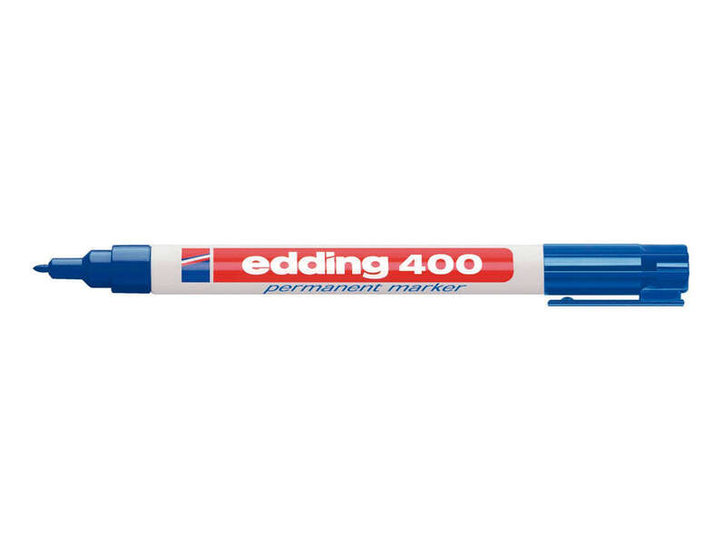 Edding 400 Rotulador Permanente - Punta Redonda - Trazo 1 mm. - Recargable - Secado Rapido - Color Azul · Pack de 10 uds.