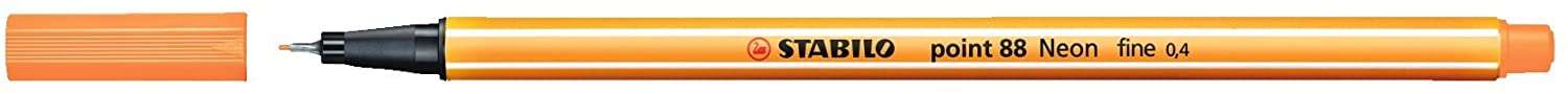 Stabilo Point 88 Rotulador de Punta Fina de Fibra - Trazo de 0.4 mm - Tinta con Base de Agua - Color Naranja Neon · Pack de 10 uds.