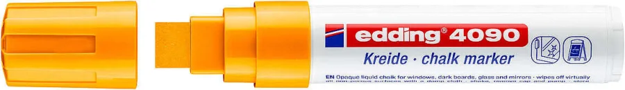Edding 4090 Rotulador de Tiza Liquida - Punta Biselada - Trazo entre 4 y 15mm - Olor Neutro - Color Naranja Neon · Pack de 5 uds.