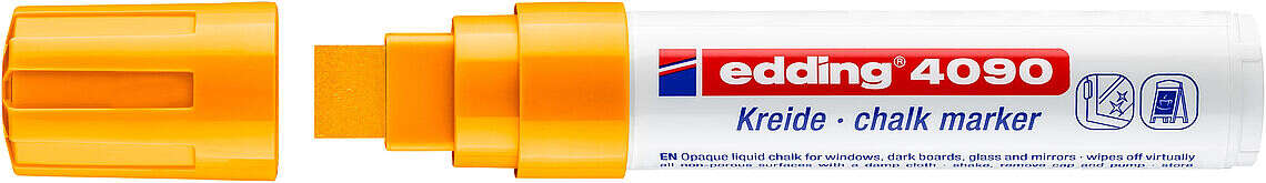 Edding 4090 Rotulador de Tiza Liquida - Punta Biselada - Trazo entre 4 y 15mm - Olor Neutro - Color Naranja Neon · Pack de 5 uds.