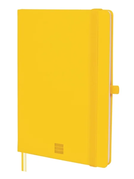 Finocam Nexo Cuaderno de Tapa Dura - 72 Hojas - Formato A5 - 148x210mm - Papel Crema de 80g/m2 - Liso - Bolsillo Interior - Cierre con Goma - Hojas Microperforadas - Color Amarillo