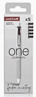 Uni-ball ONE UMN-S-07 Pack de 5 Boligrafos de Tinta Liquida - Punta de Bola 0.7mm - Escritura Ultra Fluida - Agarre Suave y Comodo - Color Surtido