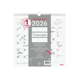 Finocam Chic Calendario de Pared en Catalan - Anual 2026 - 300x5x310mm - Espacio para Escribir - Color Blanco