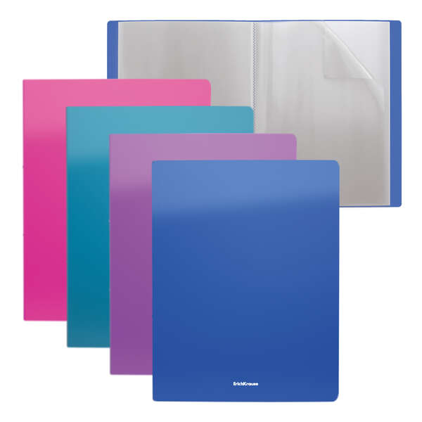 Erichkrause Carpetas con Fundas Matt Vivid - 20 Fundas A4 - Colores Surtidos · Pack de 4 uds.