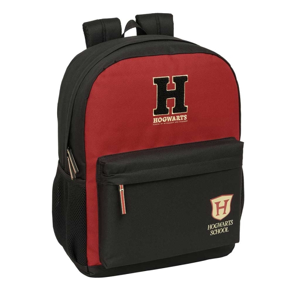 Safta Harry Potter Hogwarts Mochila - Adaptable a Carro - Bolsillo Frontal - Espalda Acolchada - Cremallera con Doble Tirador - Asa de Mano - Hombreras Ergonomicas - 32x43x14cm - Color Negro y Rojo