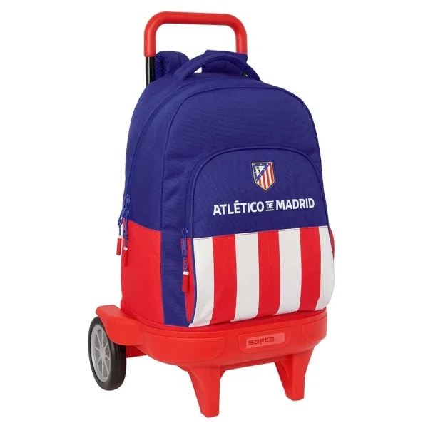 Safta Atletico de Madrid Mochila con Carro - Extraible - Portabotellas - Asa y Hombreras Acolchadas - Tarjeta de Identificacion - Ruedas Antivibracion - 330x220x450mm - Color Azul Marino