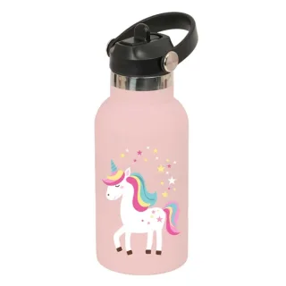 Safta Unicornio Botella Isotermica Infantil - Capacidad 350ml - Tapon Roscado con Valvula - Base de Silicona - Asa Superior - Acero Inoxidable - 12h Caliente - 24h Frio - 19.5x7.3cm - Color
