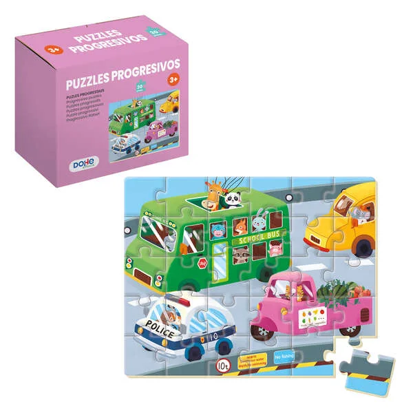 Dohe Puzzle Infantil de 30 Piezas - Tematica Vehiculos - Fabricado en Doble Capa de Carton - Capa Intermedia de Contrachapado - Estimula la Imaginacion - A partir de 3 Años