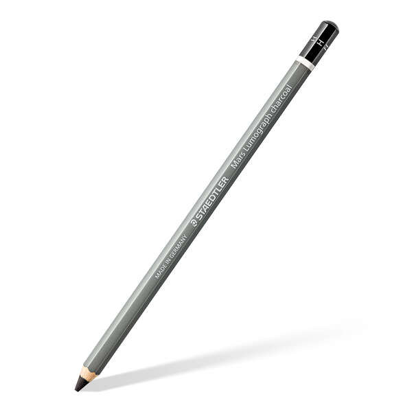 Staedtler Mars Lumograph Charcoal 100C Lapiz de Grafito - Mina H - Alta Proporción de Carbon y Carboncillo - Madera de Bosques Sostenibles · Pack de 12 uds.