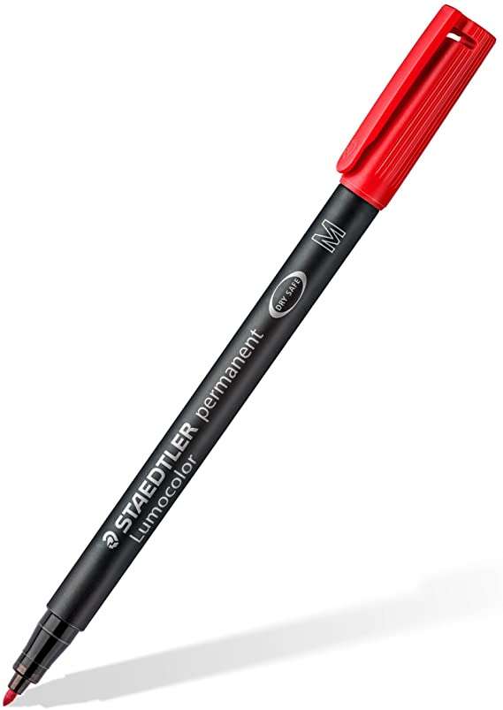 Staedtler Lumocolor 317 Rotulador Permanente - Punta Media Redonda - Trazo 1mm Aprox - Capuchon con Clip - Secado Rapido - Color Rojo · Pack de 10 uds.