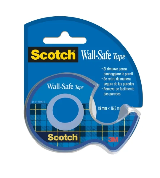Scotch Cinta Adhesiva para Paredes - 19mm x 16.5m - Incluye Dispensador - Color Transparente
