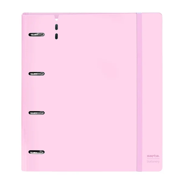 Safta Feeling Carpeta con 4 Anillas 35mm - Tapas de PP Foam - Recambio 100 Hojas - Cuadriculas 5x5mm - Gramaje 90g/m2 - Separadores - Solapa Interior - 270x40x320mm - Color Rosa