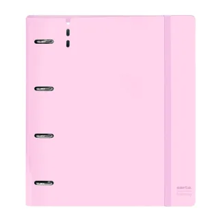 Safta Feeling Carpeta con 4 Anillas 35mm - Tapas de PP Foam - Recambio 100 Hojas - Cuadriculas 5x5mm - Gramaje 90g/m2 - Separadores - Solapa Interior - 270x40x320mm - Color Rosa