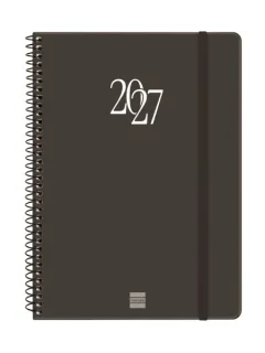 Finocam Espiral Basics My Agenda en Catalan - Anual 2027 - Semana Vista Horizontal - 155x212mm - Goma Elastica - Tapa Dura de Carton Forrado - Esquinas Microperforadas - Papel de 80g/m2 - Co