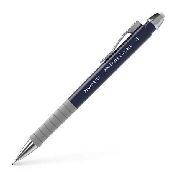 Faber-Castell Apollo Portaminas - Trazo 0.7mm - Agarre Ergonomico - Goma de Borra Integrada - Cuerpo Color Azul Oscuro · Pack de 5 uds.