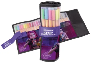 Stabilo Point 88 K-Pop Demon Hunter Pack Enrollable con 25 Rotuladores de Punta Fina de Fibra - Trazo de 0.4 mm - Tinta con Base de Agua - Colores Surtidos