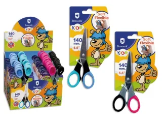 Bismark Kids Soft Flex Tijera Escolar 14cm - Hojas de Acero Inoxidable - Mangos Soft Flex - Punta Roma - 2 Diseños Surtidos · Pack de 24 uds.