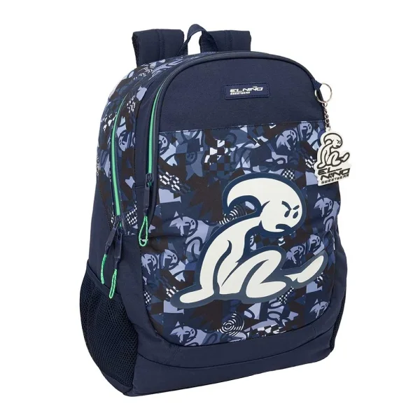 Safta el Niño Navy Mochila Adaptable a Carro - Bolsillos Laterales - Dos Compartimentos - Tirador Doble - Hombreras Ergonomicas - Asa Superior - 23L - 320x160x440mm - Color Azul Marino
