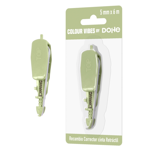 Dohe Colour Vibes Recambio de Cinta Correctora - 5mm x 6m - Retractil - Color Verde · Pack de 10 uds.