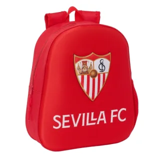 Safta Sevilla Fc Mochila 3D de 8.64L - Portabotellas - Tarjeta de Identificacion Personal - Hombreras Acolchadas - 27x33x10cm - Color Rojo