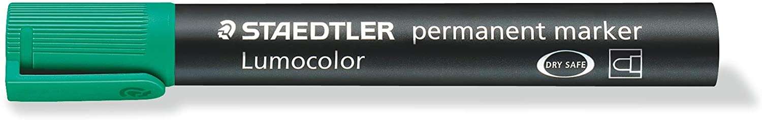 Staedtler Lumocolor 352 Rotulador Permanente - Punta Redonda - Trazo 2mm Aprox - Capuchon con Clip - Secado Rapido - Color Verde · Pack de 10 uds.