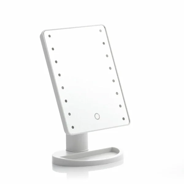 Innovagoods Perflex Espejo de Sobremesa - Luz LED Blanca Regulable - Inalambrico - Tactil - Soporte Desmontable - 17x27x12cm - Color Blanco