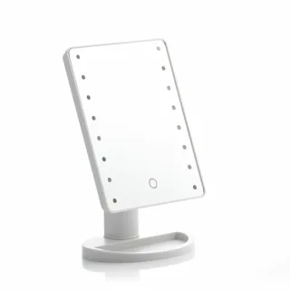 Innovagoods Perflex Espejo de Sobremesa - Luz LED Blanca Regulable - Inalambrico - Tactil - Soporte Desmontable - 17x27x12cm - Color Blanco