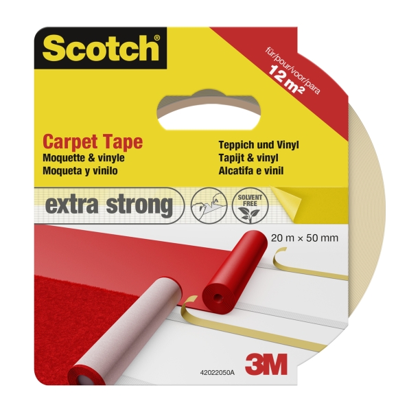 Scotch Cinta Adhesiva para Moqueta - Extrafuerte - 50mm x 20m - Color Blanco