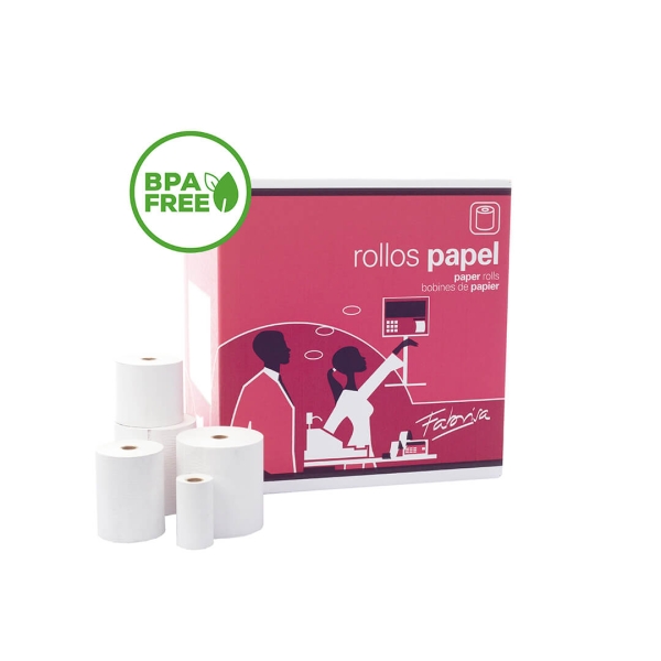 Fabrisa Rollo de Papel Termico - Libre de BPA - 80x80x25mm · Pack de 8 uds.