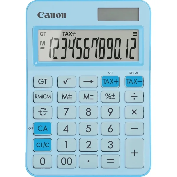 Canon LS-125KB Calculadora de Sobremesa con Pantalla LCD de 12 Digitos - Raiz Cuadrada, Calculo de Constantes, Gran Total, Cambio de Signo etc... - Alimentacion Solar y Pilas - Color Azul