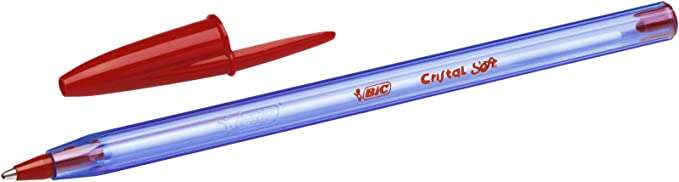 Bic Cristal Soft Boligrafos de Bola - Punta Media de 1.2mm - Trazo 0.45mm - Escritura mas Fluida - Color Rojo · Pack de 50 uds.