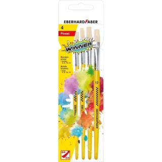 Eberhard Faber Winner Pack con 4 Pinceles de Pelo Cerda Tamaños 6, 8, 10, 12 - Virola de Aluminio