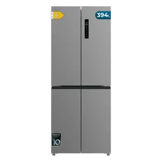 Cecotec Bolero CoolMarket 4D 394 Inox E Frigorifico Americano 4 Puertas - Capacidad 394L - Luz LED - Compresor Inverter - Modo Vacaciones - Silencioso - Frio Envolvente - Clase E - Color Gri