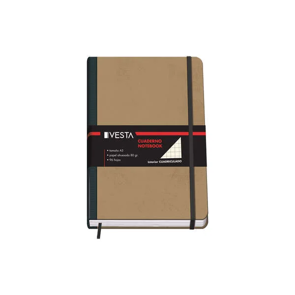 Dohe Cuaderno Cartone con Puntas Redondeadas - 96 Hojas de Papel Ahuesado de 80gr - Tapa en Tres Piezas con Lomera de Tela - Cierre de Gomas y Cinta de Registro