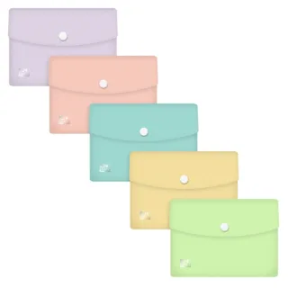 Oxford Urban A6 Sobre Portadocumentos de Plastico Rigido Translucido A6 - Capacidad hasta 40 Hojas - Cierre de Broche - Colores Pastel Surtidos · Pack de 5 uds.