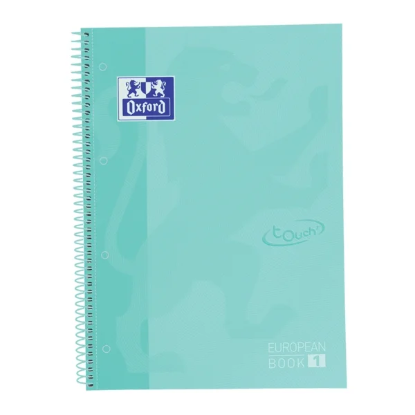 Oxford School Touch Europeanbook 1 Cuaderno A4+ 80 Hojas Cuadricula 5x5mm - Tapa Extradura - Color Ice Mint