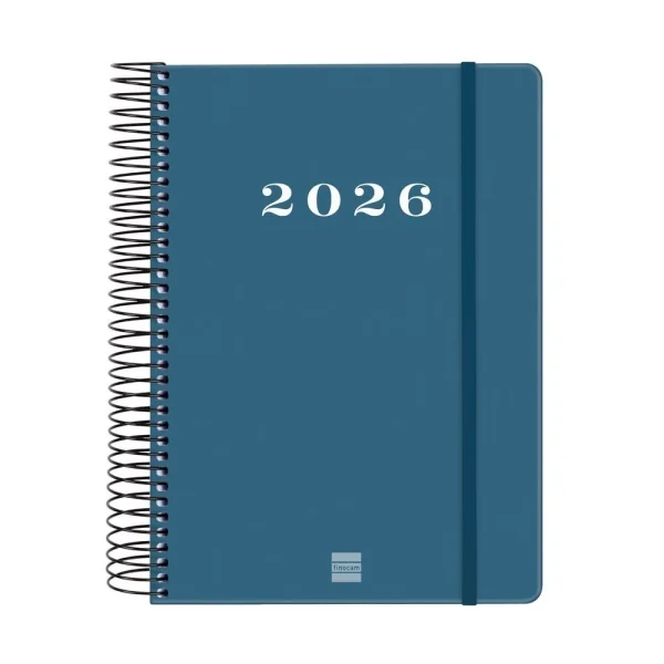 Finocam My Agenda de Espiral - Anual 2026 - Tapa Dura Antirayaduras - Formato E10 - 185x20x212mm - 1 Dia por Pagina - Color Azul