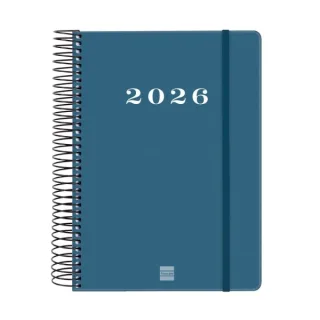 Finocam My Agenda de Espiral - Anual 2026 - Tapa Dura Antirayaduras - Formato E10 - 185x20x212mm - 1 Dia por Pagina - Color Azul